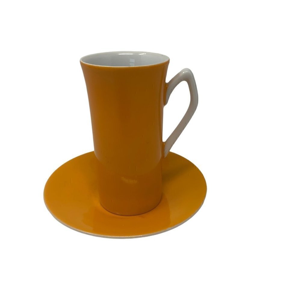 Harmony House Japan Fine China Espresso Cup Saucer Demi Orange Retro Japan